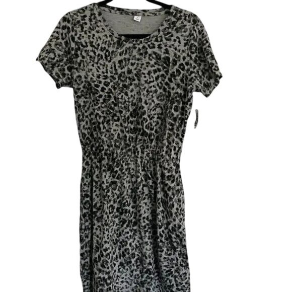 Old Navy NWT Leopard Print Casual Dress Sz M Cotton Short Sleeve - Picture 1 of 9